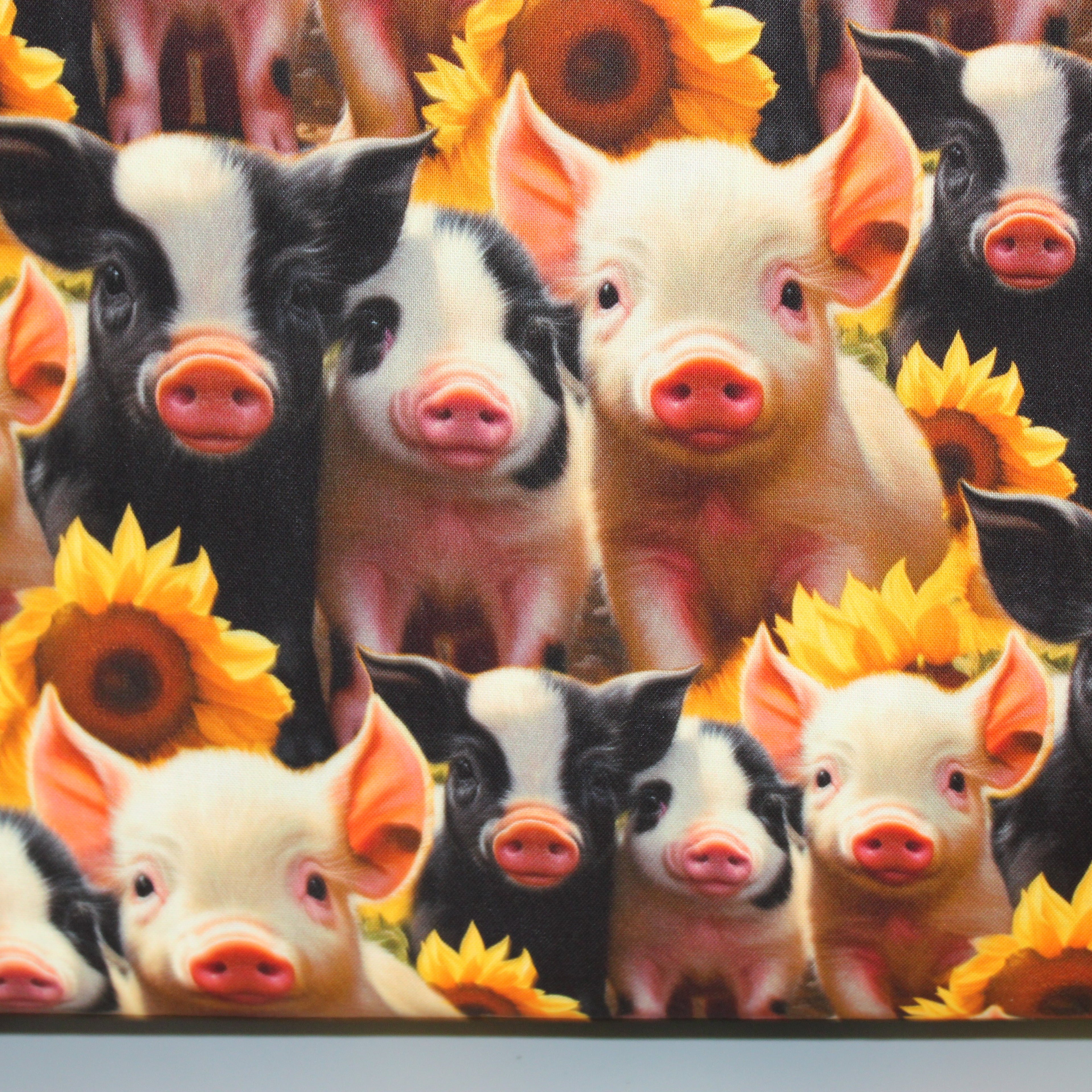 Pigs and Sunflowers Cotton Fabric David Textiles