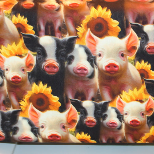 Pigs and Sunflowers Cotton Fabric David Textiles